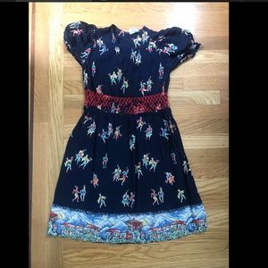 1940s Rayon Novelty Print Puff Sleeve Mini Dress XS Small Authentic Vintage 30s